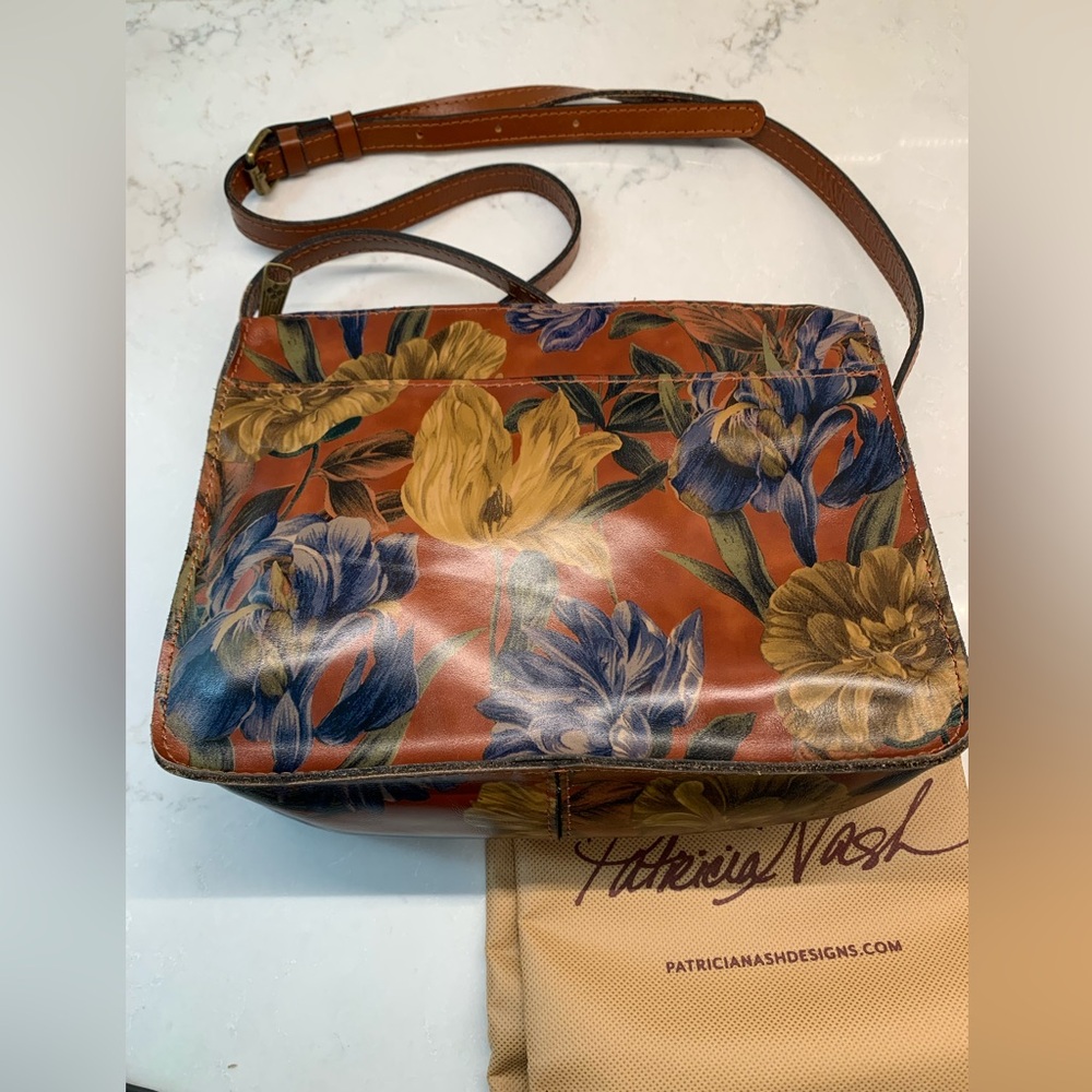 Patricia Nash Tan Floral Leather Enlightened Garden Larone Crossbody Bag - Picture 10 of 10